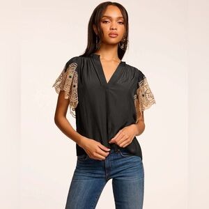 Ramy Brook Black Esti Blouse Large